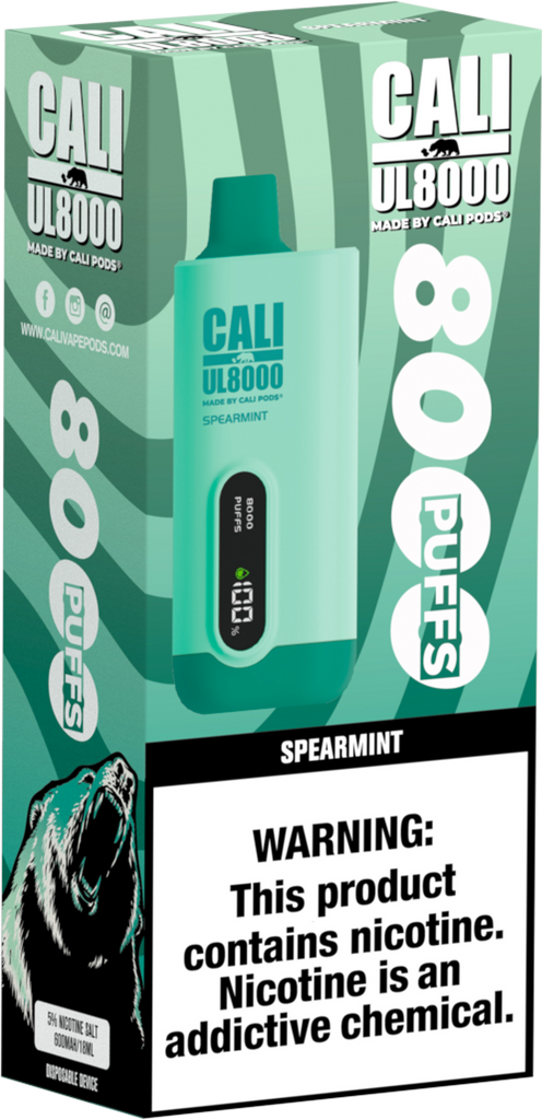 Cali UL8000 5% Disposable Spearmint Vapor Krew PR Cali UL8000 5% Disposable Spearmint Vapor Krew PR