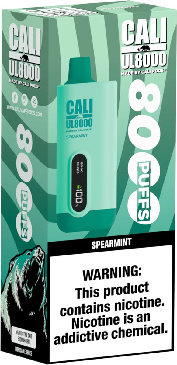 Cali UL8000 5% Disposable Spearmint  Vapor Krew PR